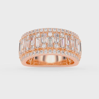 Wide Baguette and Round Diamond Band 1.73 ctw