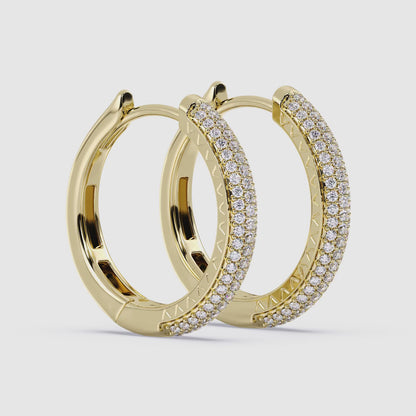 Three Sided Pave Round Hoops 0.65 ctw