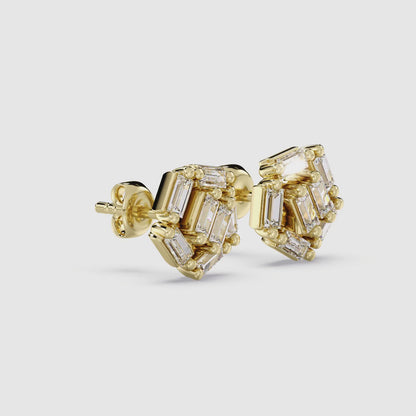 Baguette Stud Earrings Push Back 0.42 ctw