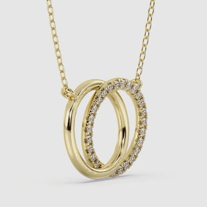 Double Circle Pendant with 18" Chain 0.28 ctw