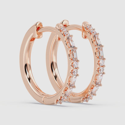 Round & Baguette hoops 0.31 ctw