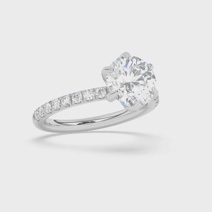 6 Prong, Diamonds on Prong Engagement Ring 0.60 ctw