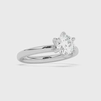 6 Prongs, Diamonds on Prong Engagement Ring 0.1 ctw