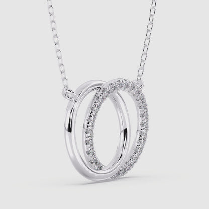 Double Circle Pendant with 18" Chain 0.28 ctw