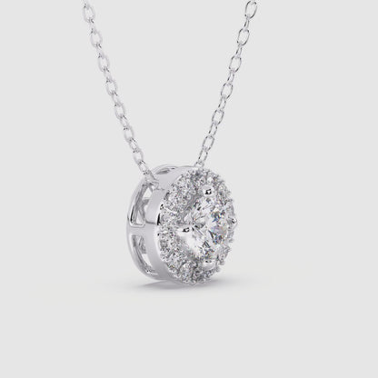 Halo Round Diamond Pendant with 18" Chain 1 ctw