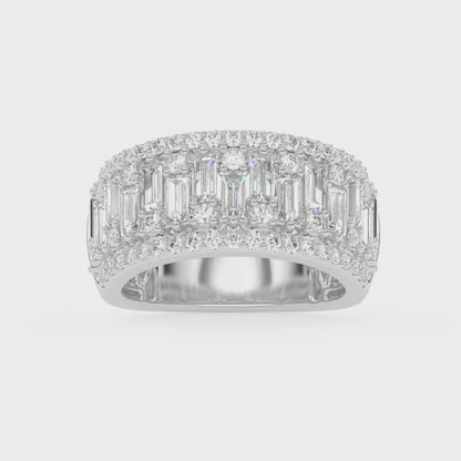 Wide Baguette and Round Diamond Band 1.73 ctw