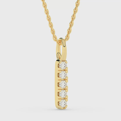 Five Stone Bar Pendant with 18" Chain 0.072 ctw