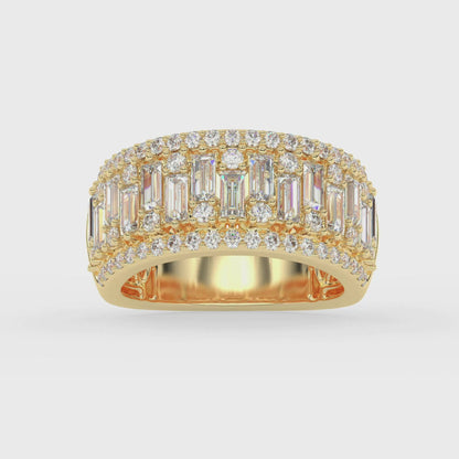 Wide Baguette and Round Diamond Band 1.73 ctw