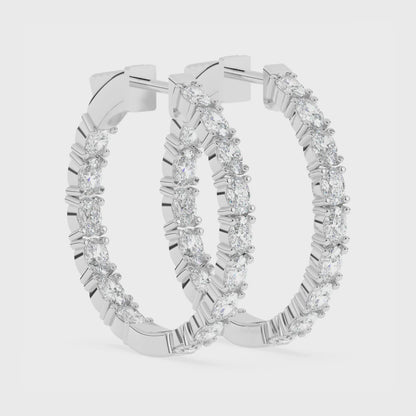 Oval Inside Out Hoops 3 ctw