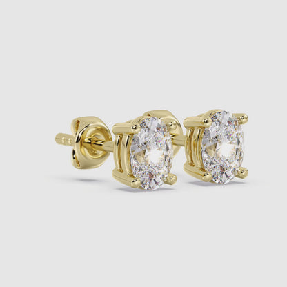 Solitaire Oval Stud Earrings Push Back 1.03 ctw