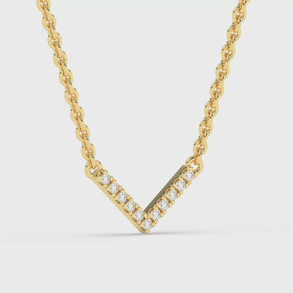 V Shape Pendant with 18" Chain 0.067 ctw