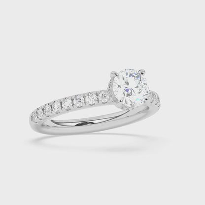 Diamonds on Prong Hidden Halo Engagement Ring 0.50 ctw