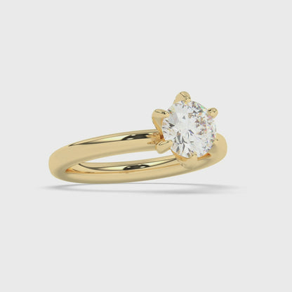 6 Prongs, Diamonds on Prong Engagement Ring 0.1 ctw