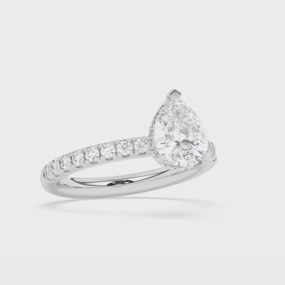 Hidden Halo, Claw Prongs Engagement Ring 0.60 ctw