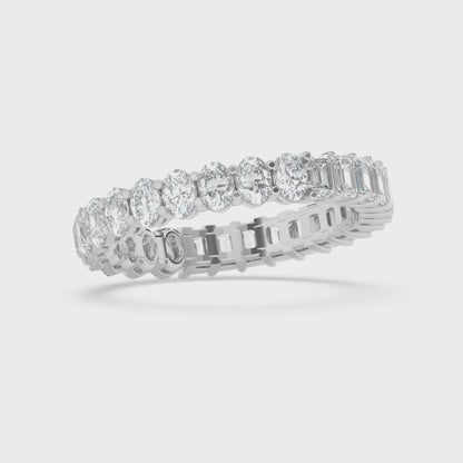 Oval & Emerald Eternity Gallery Ring