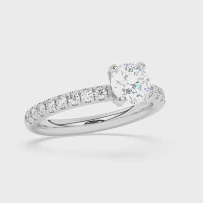 Claw Prongs Diamonds on Prong Engagement Ring 0.40 ctw