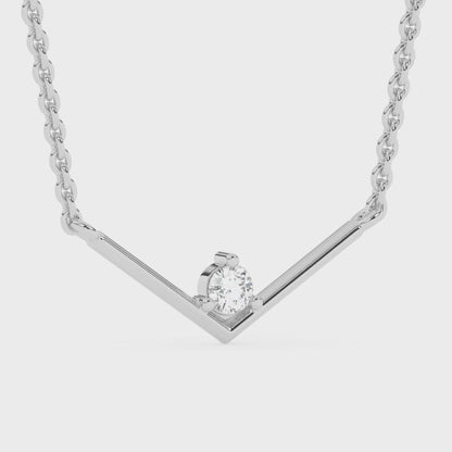 V Shape Solitaire Pendant with 18" Chain 0.09 ctw