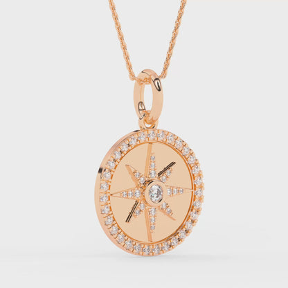 Compass Pendant with 18" Chain 0.42 ctw