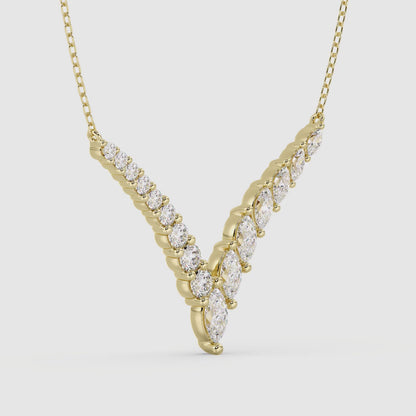 V Shape Round, Marquise Pendant with 18" Chain 1.75 ctw