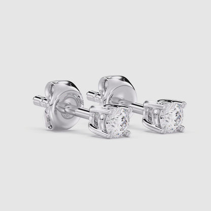 Solitaire Round Stud Earrings Push Back 0.12 ctw