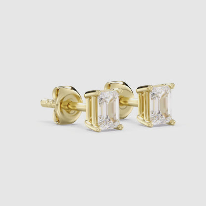 Emerald Stud Earrings Push Back 0.45 ctw