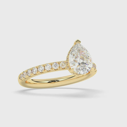 Hidden Halo, Claw Prongs Engagement Ring 0.60 ctw