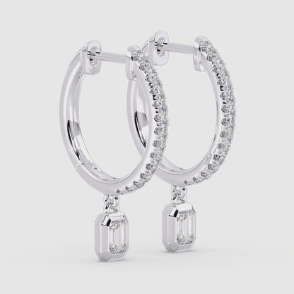 Emerald Diamond Hoops and Dangle 0.60 ctw