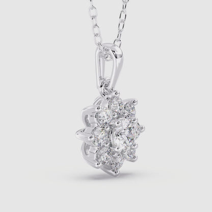 Solitaire Halo Pendant with 18" Chain 0.68 ctw