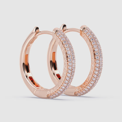 Three Sided Pave Round Hoops 0.65 ctw