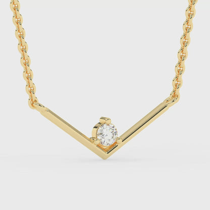 V Shape Solitaire Pendant with 18" Chain 0.09 ctw