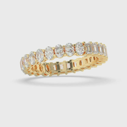 Oval & Emerald Eternity Gallery Ring