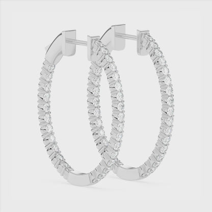 Round Inside Out Hoops 1.0 ctw